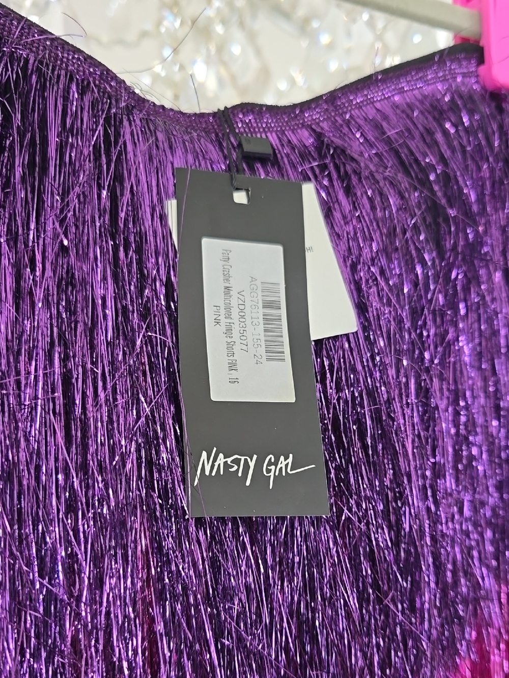 Nasty Gal Tiered Fringe Mini Skirt - Purple & Pink - Picture 3 of 4